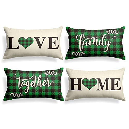 AVOIN Buffalo Plaid Easter Throw Pillow Cover 18 x 18 Inch Holiday Love Home Cushion Case for Sofa Couch Set of 4 AVOIN Buffalo Plaid Easter Throw Pillow Cover 18 x 18 Inch Holiday Love Home Cushion Case for Sofa Couch Set of 4